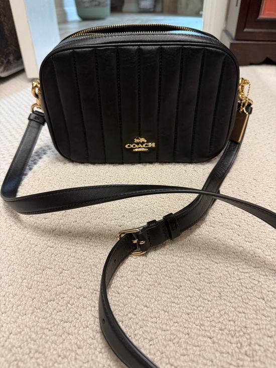 Coach Handbags - Coach Jess PuffyQuilted Leather Camera Crossbody Bag Black & Gold - C1569